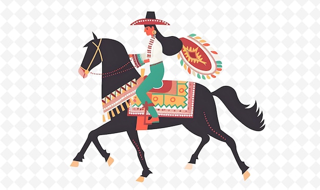 PSD a man on a horse with a traditional hat on his head