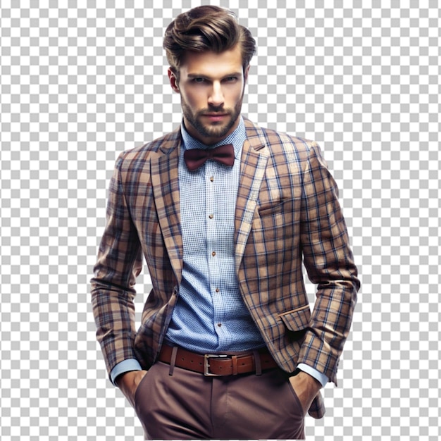 PSD a man wear stylish jacket on transparent background