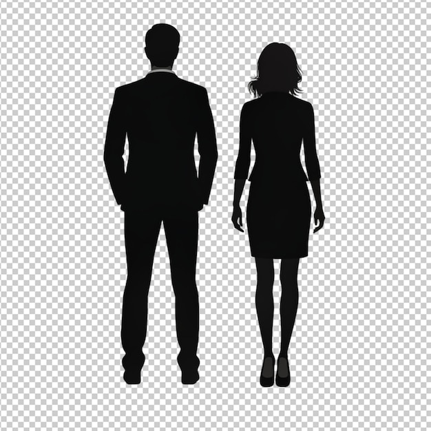 PSD man and woman silhouette on transparent background