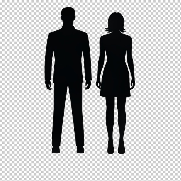 PSD man and woman silhouette on transparent background