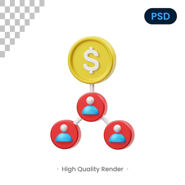 PSD marketing afiliacyjny ilustracja renderowania 3d premium psd