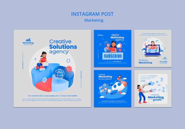 Marketing concept instagram posts