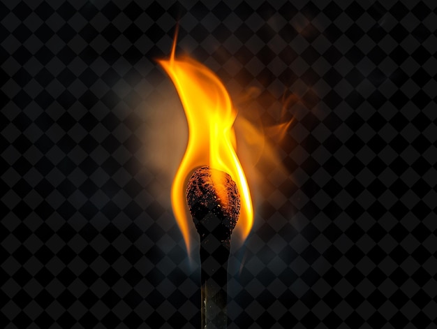 PSD a match burning in flames on a black background