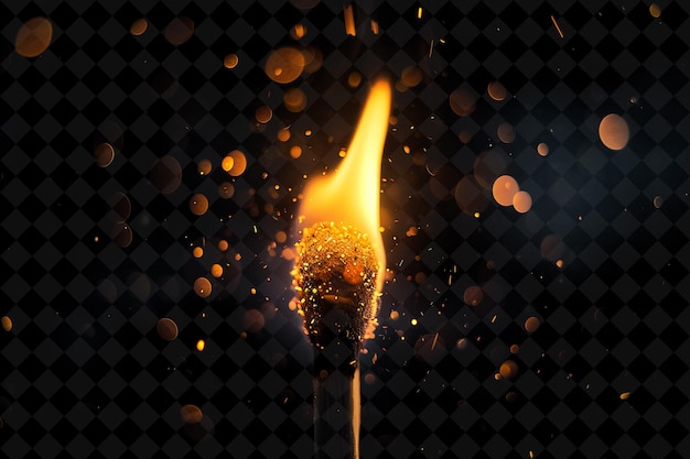 PSD a match burning in front of a black background