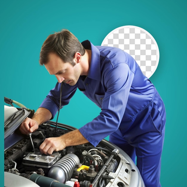 mechanic servicing a car engine