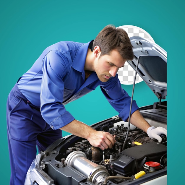 mechanic servicing a car engine