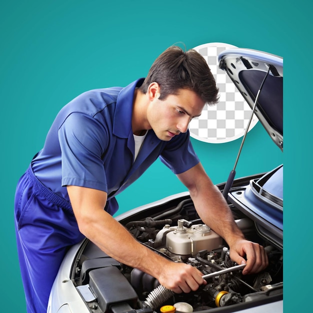 mechanic servicing a car engine