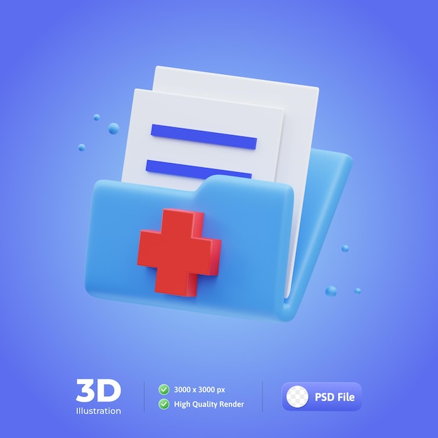 Medical files folder Icon 3d illustration