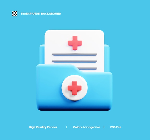 PSD medical report 3d icon or doctor report 3d icon or medical prescription 3d icon