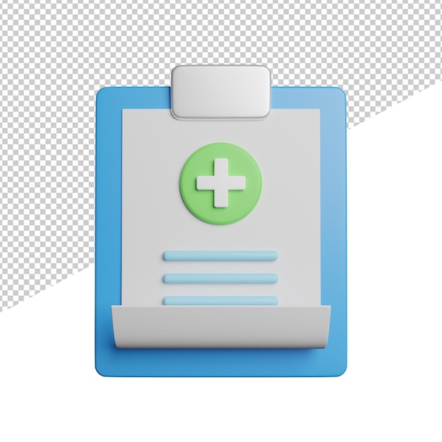 Medical Report Data front view 3d rendering icon illustration on transparent background