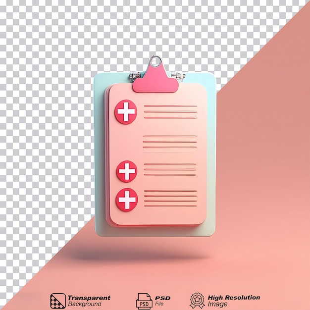 PSD medical report isolated on transparent background