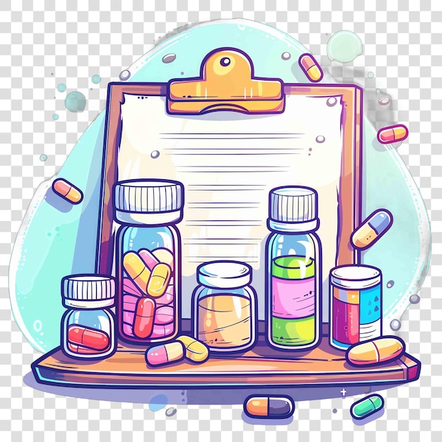 PSD medication clipboard transparent background watercolor cliparton transparent background