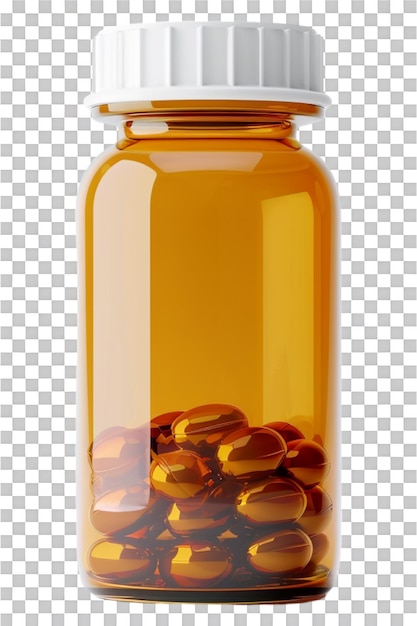 PSD medicine capsule bottle on transparent backdrop