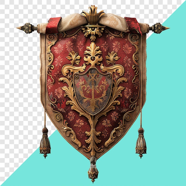 PSD medieval heraldic banner transparent background isolated image generative ai