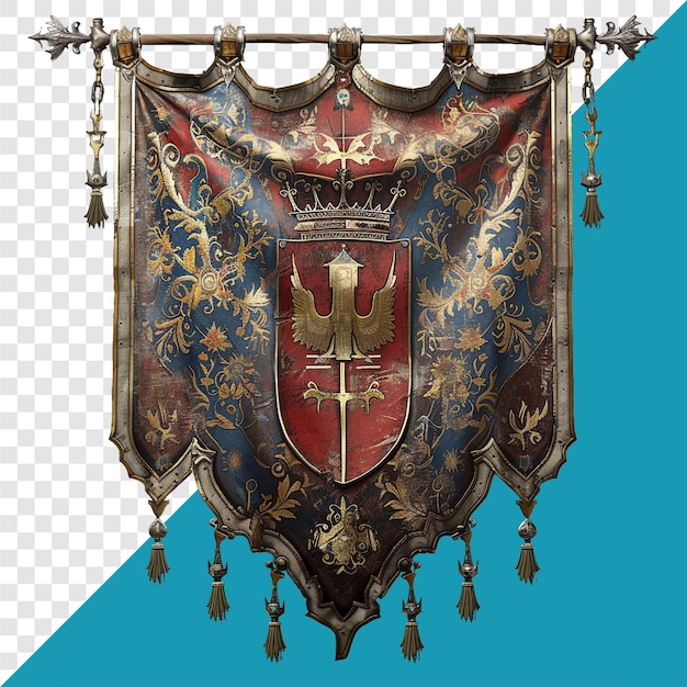 PSD medieval heraldic banner transparent background isolated image generative ai