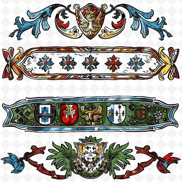 PSD medieval with heraldic symbols borderline design decorated w png unique stylized motifs designs