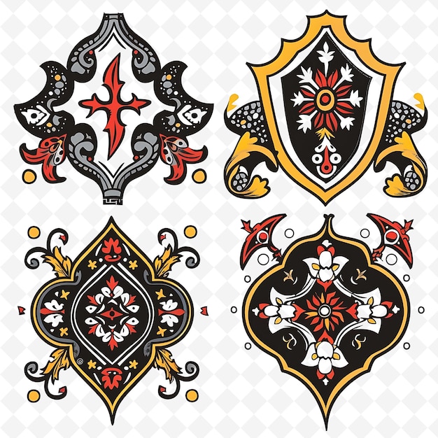 PSD medieval with heraldic symbols borderline design decorated w png unique stylized motifs designs