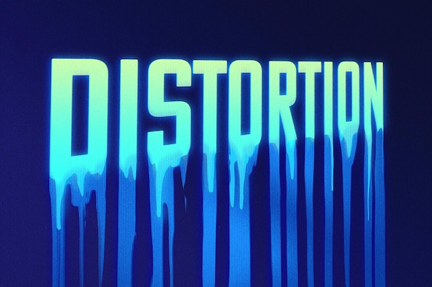 Melting distortion trippy neon lettering text effect