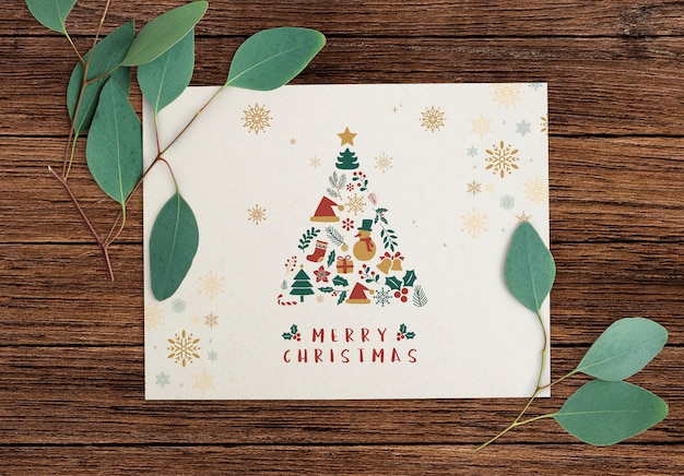 PSD merry christmas greeting card mockup