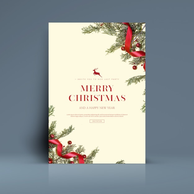 Merry Christmas and Happy New Year greeting card template