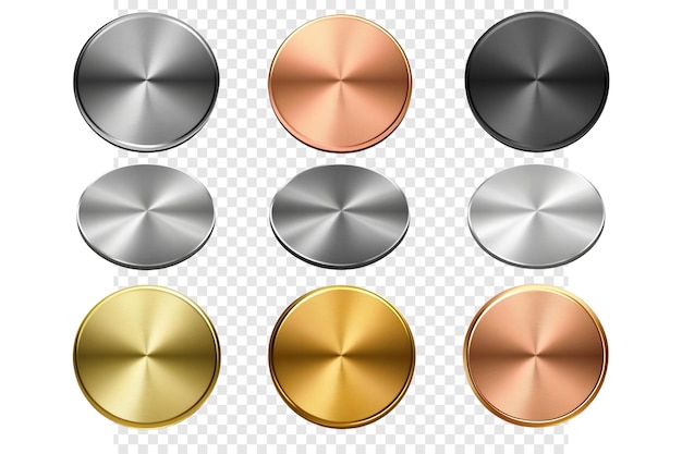 PSD metal buttons set