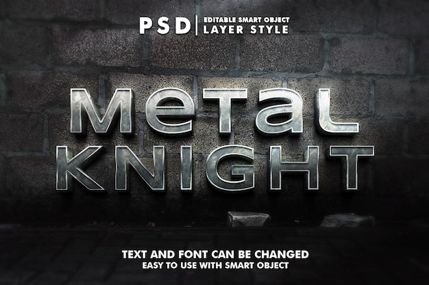 PSD metal knight 3d editable psd text effect