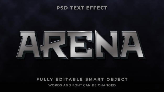 PSD metalic arena editable text effect