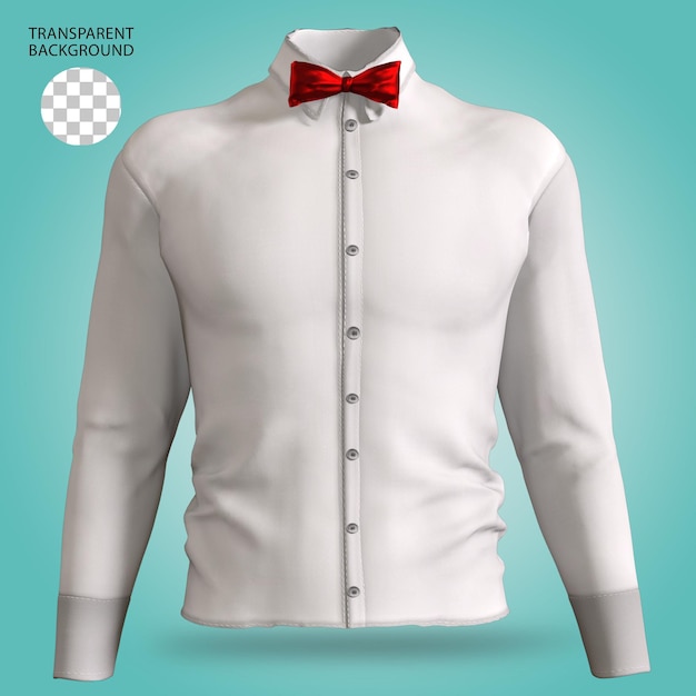 PSD mężczyzna koszula sukienka bowtie moda izolowana ilustracja renderowana w 3d