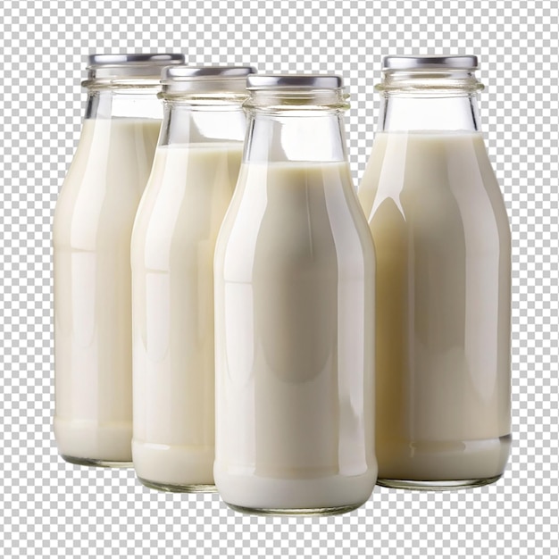 PSD milk bottles on transparent background