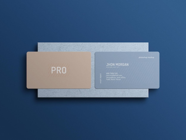 Minimal blue business card mockup