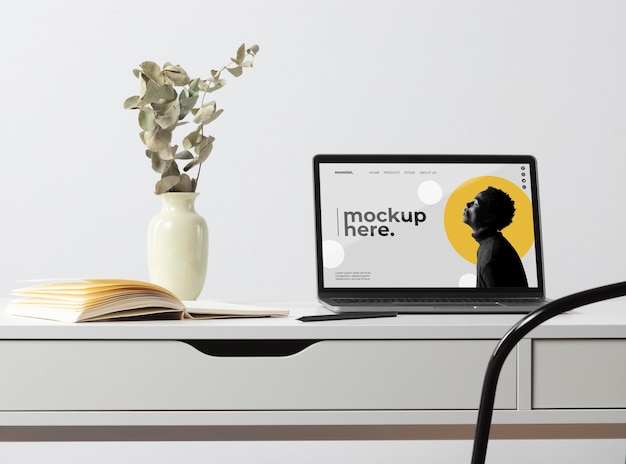 Minimal desktop workspace mock-up design