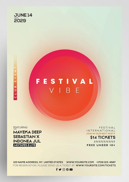 PSD minimal festival party flyer design