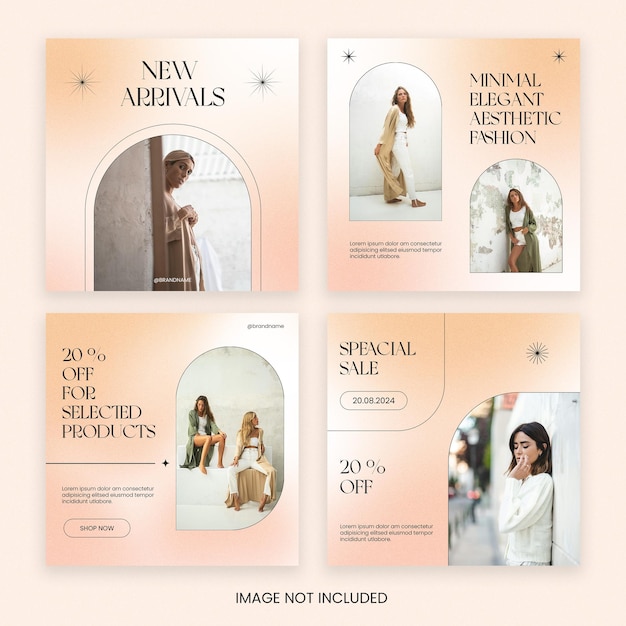 PSD minimal gradient fashion social media post template collection