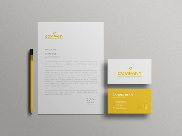 Minimal letterhead with business card mockup