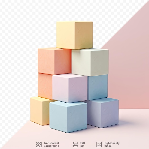 PSD minimal a pedestal mockup with a wall displaying cubes for advertising a product