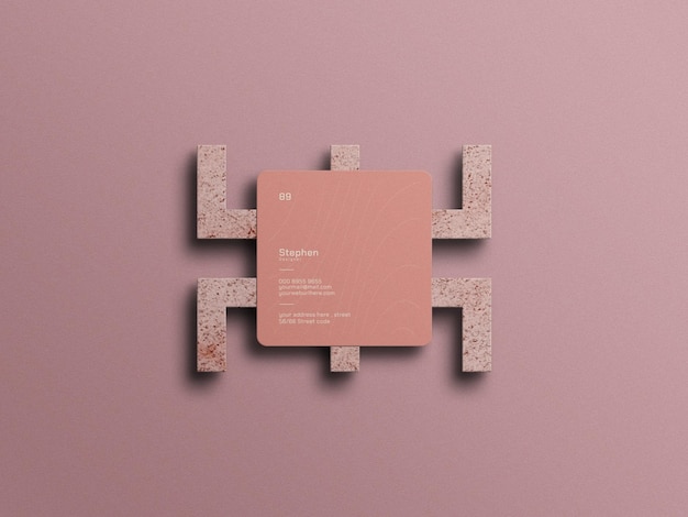 Minimal square business card mockup