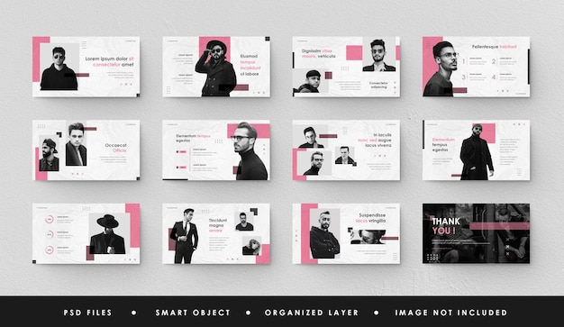 PSD minimalist pink white presentation slide power point landing page keynote fashion paper texture