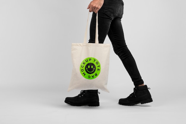 Minimalistic tote bag mockup