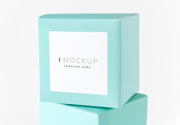 PSD mint green packaging box mockup