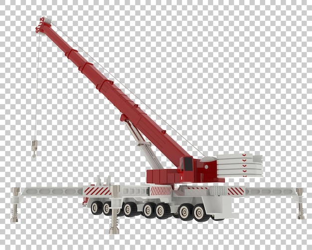 PSD mobile crane isolated on transparent background 3d rendering illustration