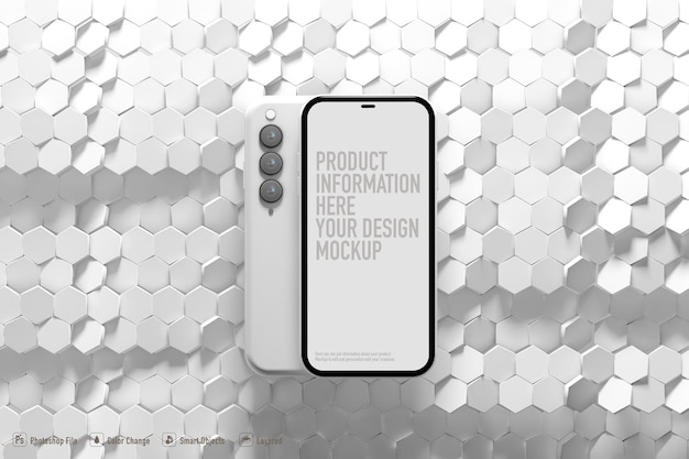 Mobile mockup isolated on white color background 3D 3D IllustrationxA