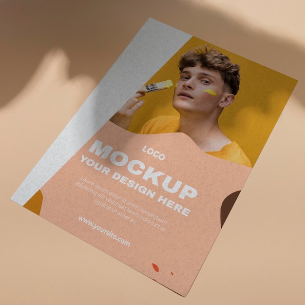 PSD mock up brochure shadow overlay top view