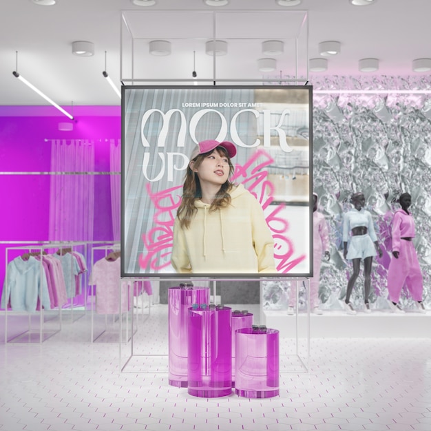 PSD mock-up store interior design