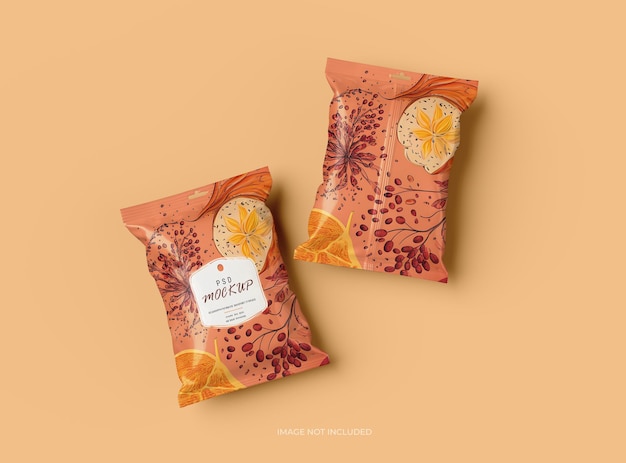 PSD mockup template for food snack chips cookies peanuts candy 3d render to present your design