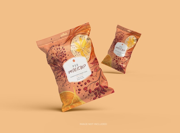 PSD mockup template for food snack chips cookies peanuts candy 3d render to present your design