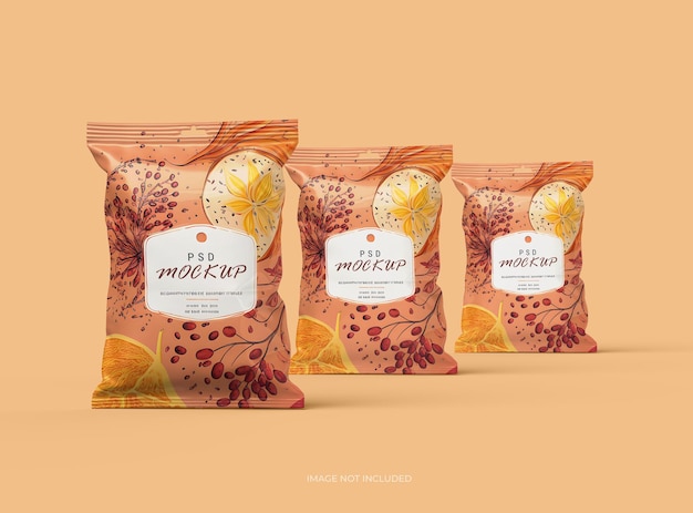 PSD mockup template for food snack chips cookies peanuts candy 3d render to present your design