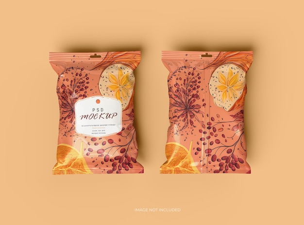 PSD mockup template for food snack chips cookies peanuts candy 3d render to present your design