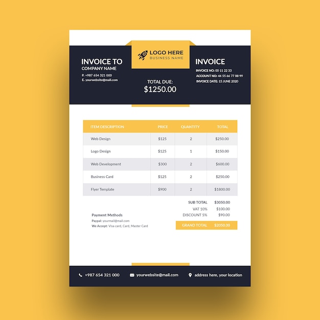 Modern business invoice template design