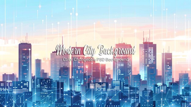 PSD modern city skyline backgrounds