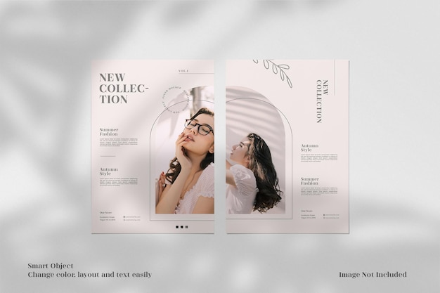 PSD modern and elegant minimalist flyer, brochure or leaflet mockup with template layout